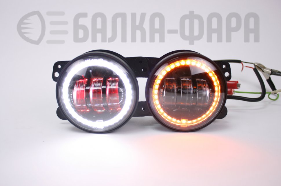 Комплект противотуманных фар, 36 Ватт, с ангельскими глазками, черные